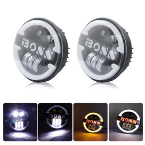 QideWin 5.75-Inch 60W <b>LED</b> <b>Headlight</b> Boss Style Motorcycle Spotlight With Halo Ring For Harley Jeep Wrangler - Product Image 3