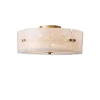 Plafonnier rond de style luxueux en cuivre pour couloir, balcon, chambre à coucher, lumière en verre