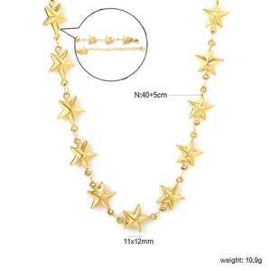 Collar de Cadena con Estrella de Acero Inoxidable Chapado en Oro PVD de 18K, Estilo Europeo Americano, a la Moda, Antideslustre, para Mujer - Product Image 2