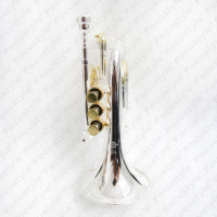 Pocket Trumpet Brass Body Monel Valves Silver and Gold Bb Tone 7C Mouthpiece Full Metal Finger Buttons Pocket Trumpet OEM