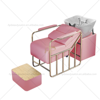 Ensemble Mobilier de Salon de Coiffure Luxe Moderne Or Rose, Forfait Équipement Personnalisé pour Salon de Beauté et Barbier en Fibre de Verre