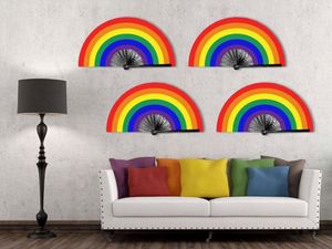 Lgbt Hand Fan Foldable Bamboo and <b>Paper</b> Handheld Rainbow Decoration <b>Pattern</b> Homosexual Pride Regenbogen Muster - Product Image 4