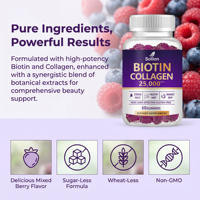 Gummies de biotine et de collagène Solilan, directement de l'usine, pour cheveux, peau et ongles, vitamines pour femmes et hommes