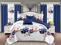 Ensemble de housse de couette en polyester à motifs floraux et végétaux, style américain, 10 pièces, avec drap et rideaux