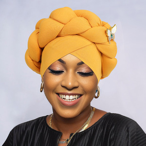 ผ้าโพกหัวแบบถักสไตล์ใหม่ ประดับลูกปัด สำหรับผู้หญิงชาวแอฟริกันชาวไนจีเรีย - Product Image 6