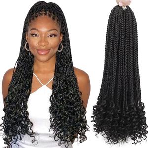 Extensiones de Cabello Trenzado <span class=keywords><strong>Senegal</strong></span>és Preestirado de Alta Calidad, 18 Pulgadas, con Puntas Rizadas, Sintético, para Crochet, Venta al Por Mayor - Product Image 1
