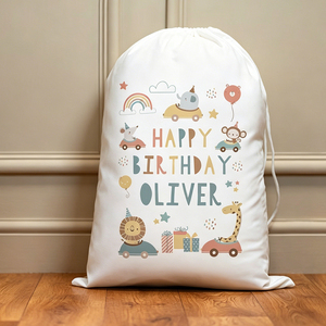 Sacchetto Regalo Personalizzato in Cotone con Coulisse per <span class=keywords><strong>Compleanno</strong></span> Bambini, Stampa Animale Carina, Vendita all'Ingrosso - Product Image 4