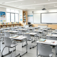 Ensemble Chaise et Table Carrée en Plastique à Trou Unique avec Panier de Rangement pour Livres, Idéal pour Salles de Classe et Étudiants - Vente en Gros