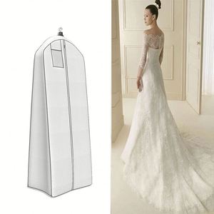 Custom Wedding Dress <b>Garment</b> Bag - 72" Travel & Storage <b>Cover</b> for Puffy Bridal Gowns with 20" Gusset - White/Grey - Product Image 2