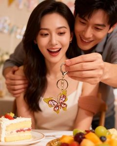 반짝이는 키체인 소녀들을 위한 반짝이 가방 참 장식 자동차 펜던트 친구, 딸을 위한 선물 하트 작은 펜던트 장식품 액세서리 - Product Image 6