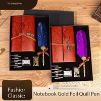Ensemble stylo plume calligraphique personnalisé avec logo, encre noire et carnet de notes d'affaires, coffret cadeau