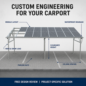 Système de montage de carport solaire étanche certifié CE, fabriqué sur mesure pour les projets de stationnement commercial - Product Image 2