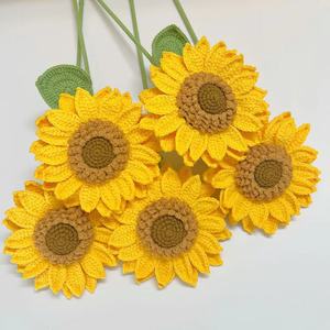 Graduation Teacher's Day <b>Gift</b> Crochet Hand Woven Flowers Wholesale Custom Knitted Sunflower - Product Image 1