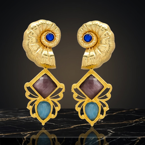 Pendientes de latón hechos a mano, chapados en oro, estilo étnico, para compromiso y fiesta, moda boho. - Product Image 2