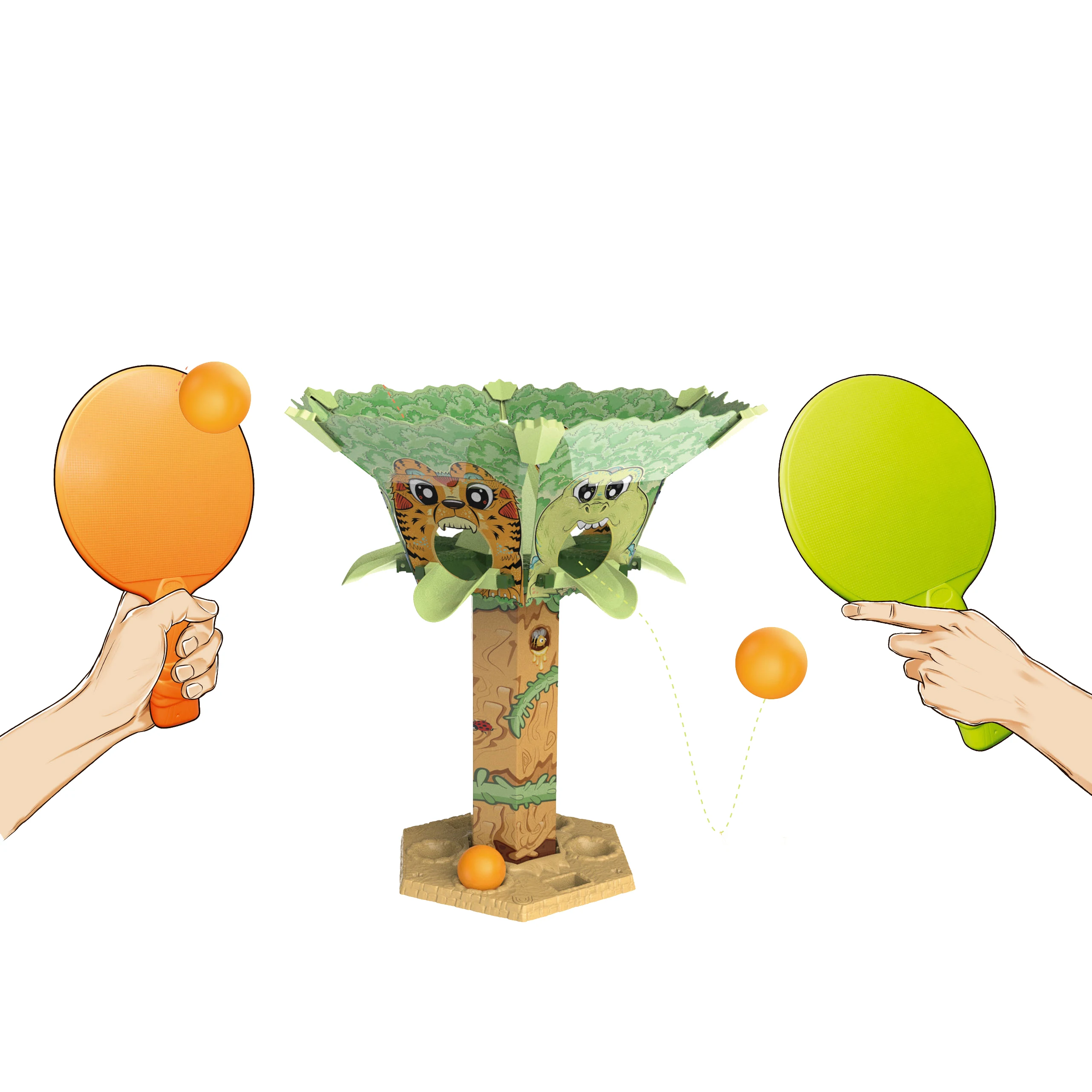 Bemay Toys 4 in 1 Ping Pong Set Multi functional Portable Table Tennis with 3 Balls and 2 Bats for Kids