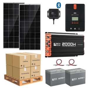 ชุดโซลาร์เซลล์ซิลิคอนโมโนคริสตัลไลน์ครบชุด 2000W พร้อมคอนโทรลเลอร์ MPPT คลื่นไซน์บริสุทธิ์ แบตเตอรี่ 12V สำหรับใช้ในบ้าน รุ่น 89034 Energ 89034 - Product Image 3