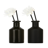 Bouteille diffuseur de parfum en gros 50 ml Bouteille diffuseur de parfum en verre noir mat brillant avec couvercle