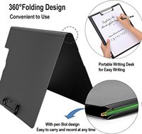 Carpeta Portapapeles Plegable A4 Verde Morandi de PP con Doble Clip Metálico y Portaplumas, Cubierta de Archivo Plegable 360 Grados para el Trabajo