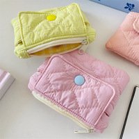 Dompet berlapis lucu tempat kartu gadis Kawaii warna Solid kantong koin Mini Dompet kunci