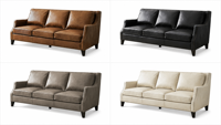 Amerikanisches Minimalistisches Anpassbares Dreisitzer-Sofa aus Echtem Leder Goldbraunes Rindsleder mit Schwammfüllung für Wohnzimmermöbel