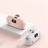 Chargeur portable mini capsule 5000 mAh avec câble Type-C, sortie 10W pour téléphone mobile