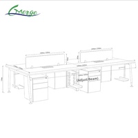 Bureau de travail modulaire en métal de qualité supérieure pour 4 personnes, table de bureau pour la maison ou le bureau
