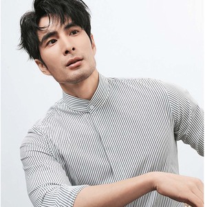 เสื้อเชิ้ตถักคุณภาพสูงสำหรับผู้ชาย ผ้าฝ้ายผสมสแปนเด็กซ์ ทรงปกติ ผิวสัมผัสนุ่ม สวมใส่สบาย แขนยาว - Product Image 3