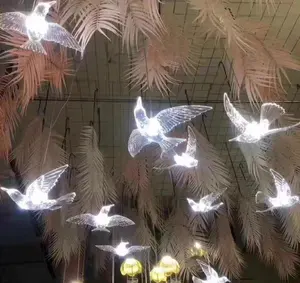 Modern Hanging Ceiling Lights Led Pendant Light Clear Crystal Acrylic Birds for Wedding Decoration