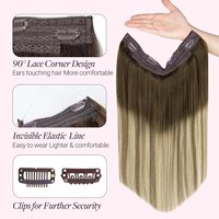 Extensions de cheveux à clipser en fil, 3/8/613, châtain noyer, châtain cendré, blond décoloré, balayage, 14 pouces, 75g, transparentes, sans couture, Fish China