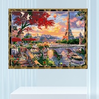 Kit de peinture au diamant rond DIY de style européen avec acrylique - 45x55cm, paysage pour décoration murale de la maison