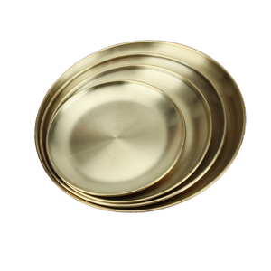 レストラン用 ゴールド サービングトレイ 丸型 デザートプレート ケーキ スナック皿 収納プレート 結婚式 パーティー用 ステンレススチール ディナープレート - Product Image 5