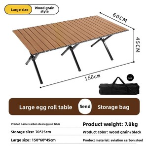 Table pliante portable XL en acier carbone pour 2 à 8 personnes, table de camping imperméable pour pique-nique et barbecue en extérieur - Product Image 6