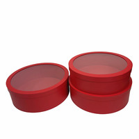 Boîte ronde extra large en carton, ensemble de boîtes cadeaux rondes avec 3 couvercles transparents en PVC, boîte à fleurs et emballage pour seau à fleurs