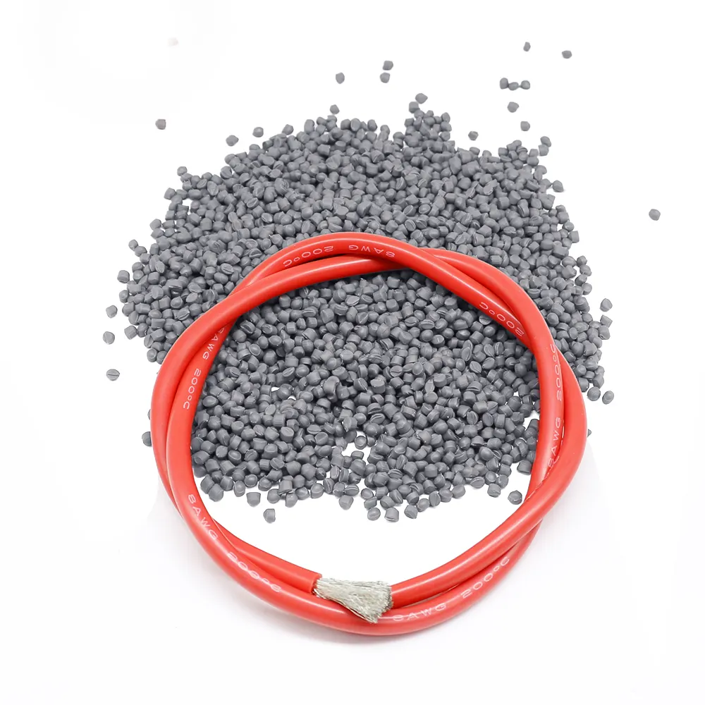 Grânulos de silicone de resistência térmica, pelotas compostas de silicone, matéria-prima de borracha de silicone para cabos, fio de reforço
