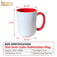 Mug en céramique bicolore 15oz, mug à sublimation, vente en gros de mugs à sublimation, mug personnalisé pour presse à chaud, bricolage, souvenirs, marchandises