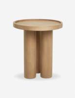 Table d'appoint en bois de chêne massif avec plateau, trois pieds cylindriques, table de chevet minimaliste, console durable pour entrée, salon, chambre, hôtel