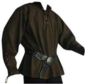 Costume da camicia a polsino scozzese mercenario mercenario medievale con lacci da uomo Ecowalson - Product Image 2