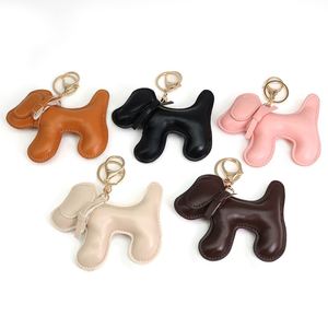 Wholesale Cute Puppy Keychain PU <b>Leather</b> Bag Pendant & Dog Charm Creative Bag Decoration for Pet Lovers Customizable MOQ20pcs - Product Image 1