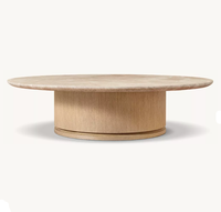 Table basse ronde RH OEM Ligne, en chêne américain avec plateau en marbre, mobile, décorative, moderne, de luxe, pour salon, villa, hôtel