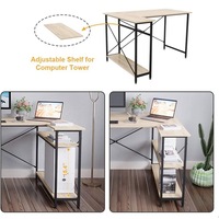 Bureau d'ordinateur en bois convertible en forme de L, moderne et compact, pour la maison ou le bureau, avec étagère