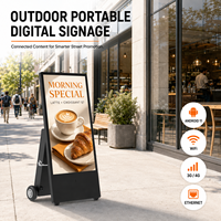 Affichage mobile extérieur double face 2000 Nits avec verre AG, film UV, résistant aux intempéries IP65, Android 11, kiosque publicitaire portable avec roues