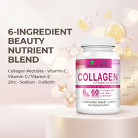 Comprimés de collagène - Peptides de collagène, vitamine C et biotine pour la santé de la peau, des cheveux et des ongles