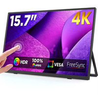 Moniteur portable 4K IPS 15,7 pouces 100% SRGB 3840x2160 UHD 350 Nits 60Hz Ultra-fin pour USB-C avec support VESA intégré