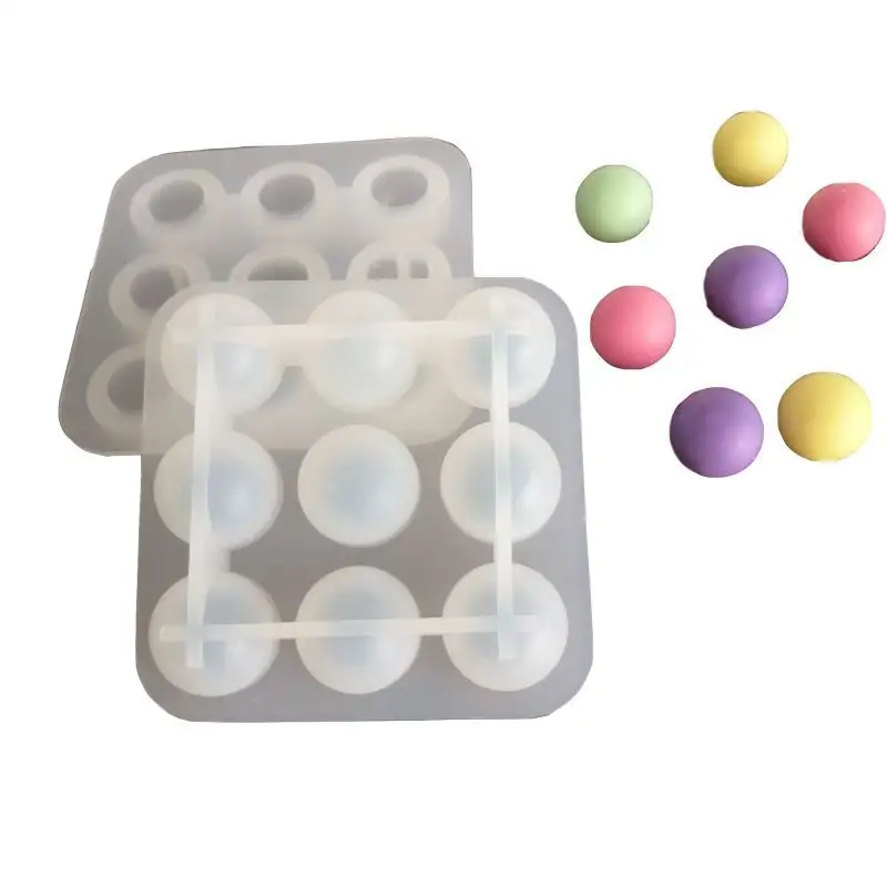9 Cavity Round Ball Shape Transparent Silicone Ice Cube Mold DIY Epoxy Glue Beads Silicone Molds For Resin