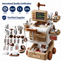 Kit de Docteur pour Enfants 47 Pièces, Chariot Médical Jouet, Ensemble de Jeu d'Imitation Dentiste Infirmière, avec Son et Lumière, Moniteur, Station Éducative sur Roulettes