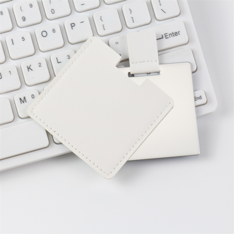 Xf blanc - miroir 60*60mm étui cuir 68*65mm