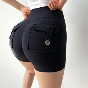 Pantalones Cortos Deportivos de Mujer de Color Sólido, Pantalones de Yoga de Cintura Alta, <span class=keywords><strong>Sexys</strong></span>, con Estilo de Cadera Grande, de Secado Rápido, para Correr y Trotar - Product Image 6