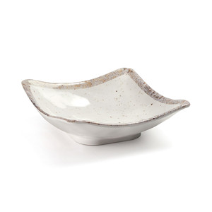 Ciotola Quadrata in Ceramica Bianca con Bordo Maculato, Piatto da Servizio Piccolo - Product Image 1