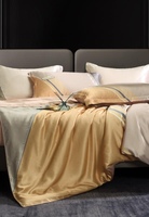 Ensemble de literie 100% soie de mûrier, 4 pièces, housse de couette en soie pure, ensemble de draps avec 2 taies d'oreiller, ensemble de linge de lit taille King Queen