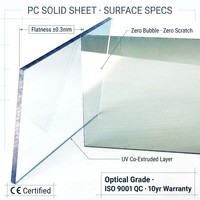 Plaque de polycarbonate solide de 4 mm, 6 mm, 8 mm avec revêtement UV pour toit, lanterneau, éclairage naturel, entrepôt et bâtiment